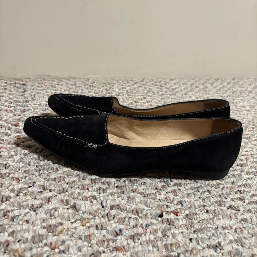 Manolo Blahnik Suede Point Toe Loafer Black- Size 39 (9) - Picture 8 of 13